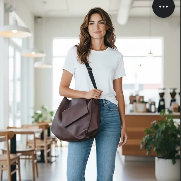 AllSaints Brown Leather Hobo Tote - Picture 4 of 15